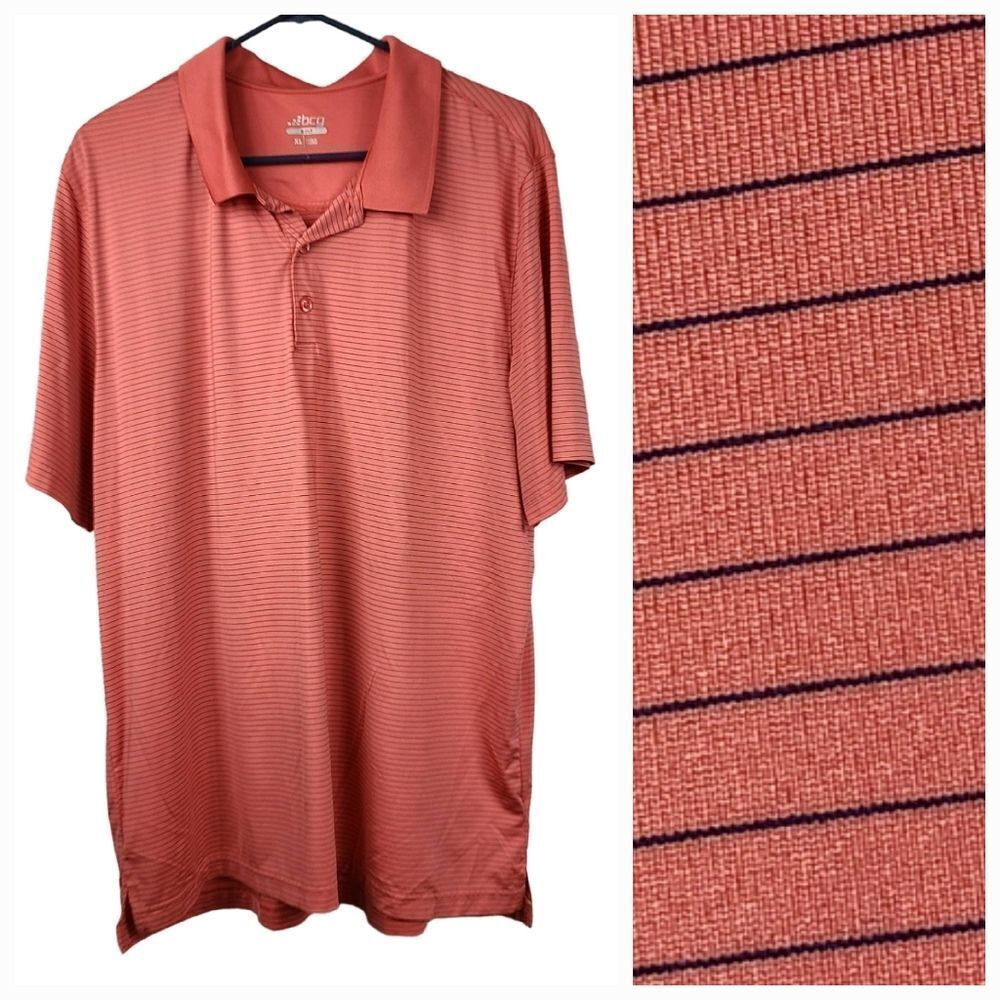 BCG Men's XL Golf Stripe Polo Shirt Work School Uniform Activewear Orange Top